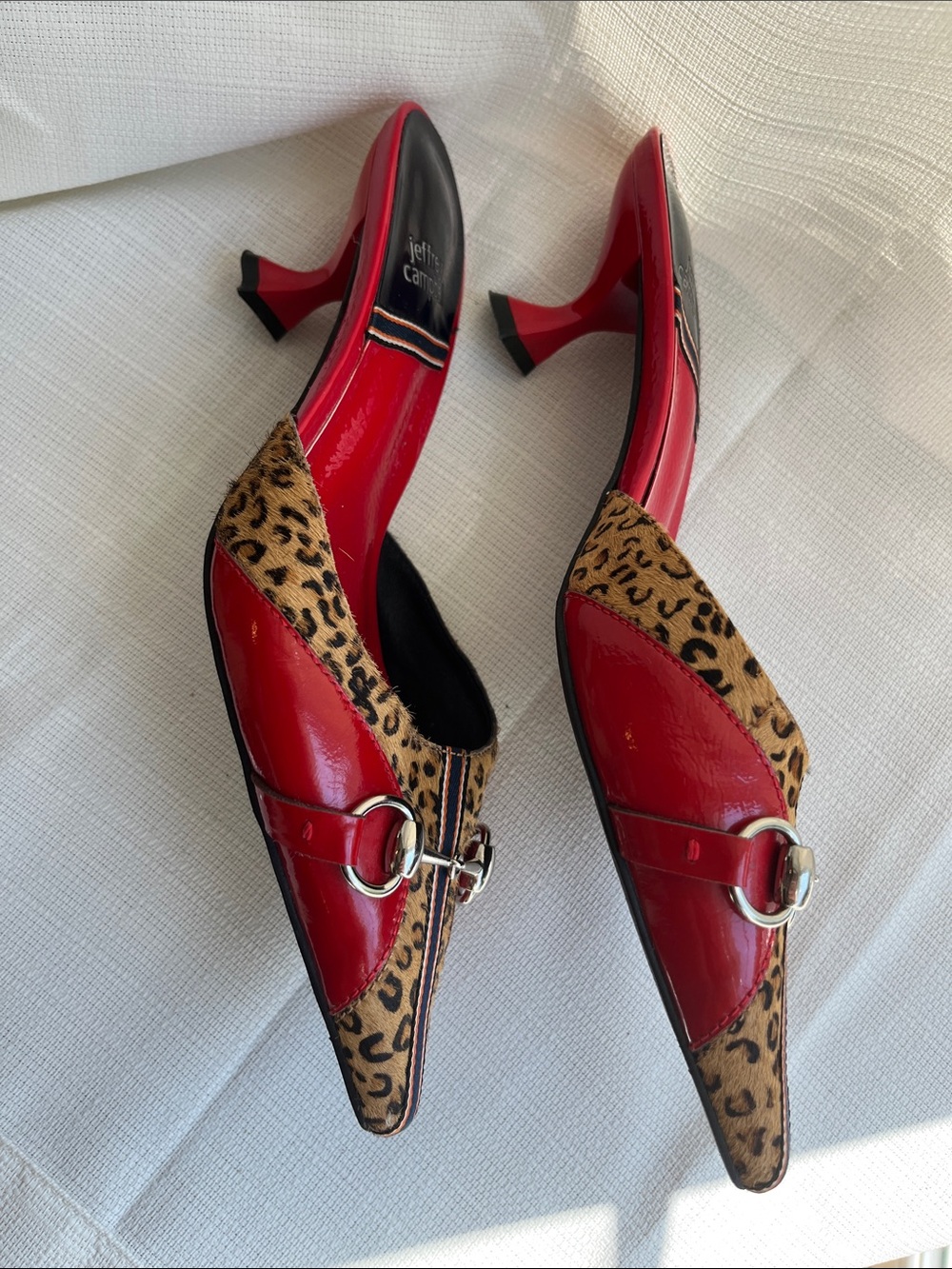 Jeffrey Campbell Red Patent & Leopard-Print Cowhide Kitten Heel - Picture 5 of 5